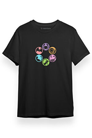 Monogatari Anime Icons Siyah Kısa kol Erkek Tshirt