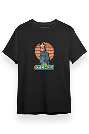 Sherlock Beaker Street Siyah Kısa kol Erkek Tshirt