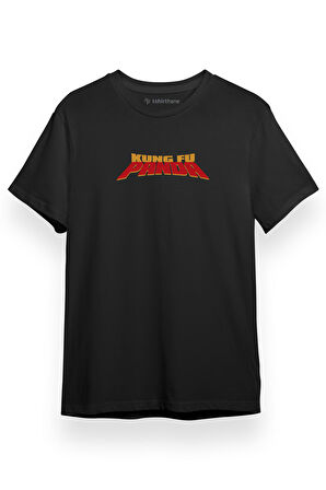 Kung Fu Panda Logo Siyah Kısa kol Erkek Tshirt