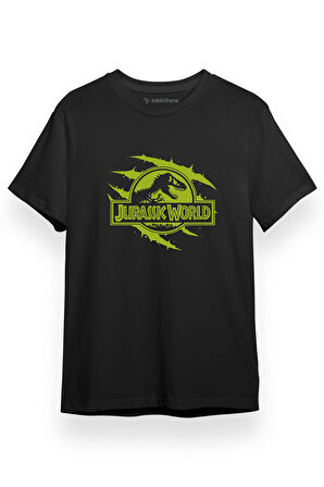 Jurassic World Pençe Logo Siyah Kısa kol Erkek Tshirt