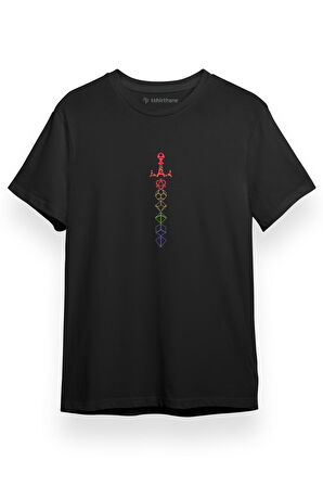 Dungeons And Dragons Rainbow Dice Sword Siyah Kısa kol Erkek Tshirt