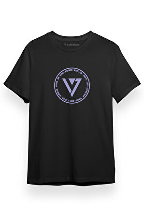 Seventeen Members Logo Siyah Kısa kol Erkek Tshirt