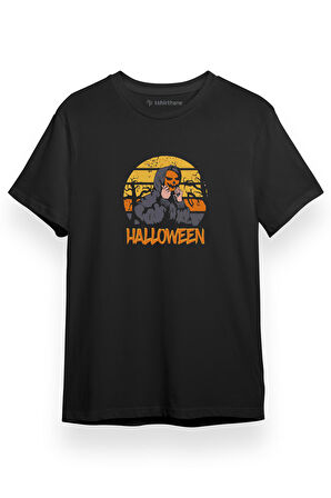 Halloween Sunset Retro Siyah Kısa kol Erkek Tshirt