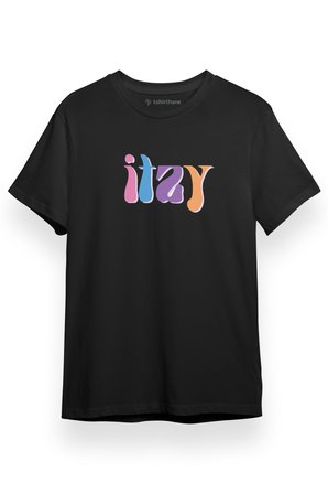 ITZY Retro Siyah Kısa kol Erkek Tshirt