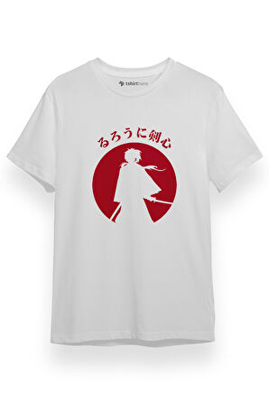 Rurouni Kenshin Silhouette Beyaz Kısa kol Erkek Tshirt