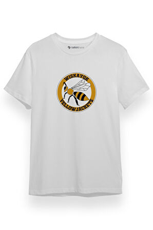Wiskayok Yellowjackets Logo Beyaz Kısa kol Erkek Tshirt