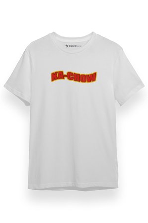 Cars Kachow Colorful Logo Beyaz Kısa kol Erkek Tshirt