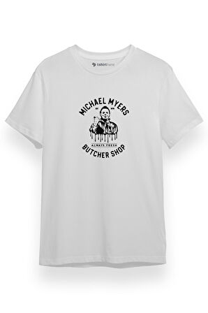 Michael Myers Butcher Shop Beyaz Kısa kol Erkek Tshirt