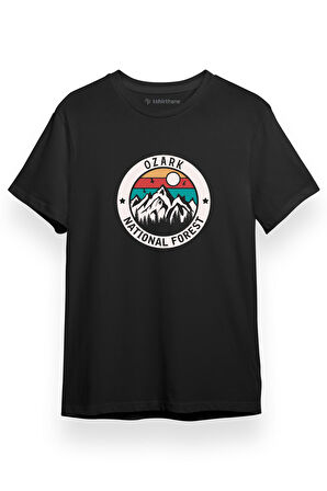 Ozark National Forest Siyah Kısa kol Erkek Tshirt