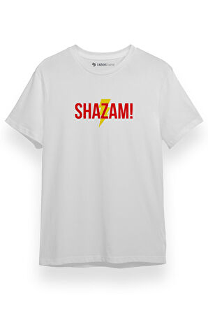 Shazam Lightning Logo Beyaz Kısa kol Erkek Tshirt