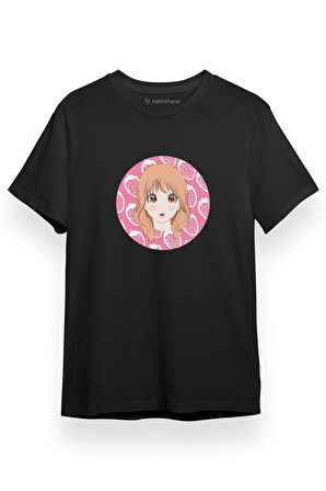 Monogatari Anime Rinko Yamato Circle Poster Siyah Kısa kol Erkek Tshirt