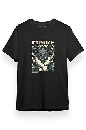 Demon Slayer Anime Inosuke Breath of Beast Siyah Kısa kol Erkek Tshirt