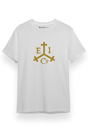 Pirate Of The Carribean East India Trading Logo Beyaz Kısa kol Erkek Tshirt