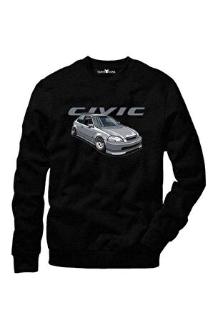 Tshirthane Honda civic Sweatshirt Uzunkollu