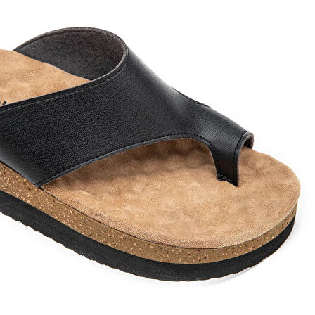 Muya Hora Anatomik Günlük ParmakArası Kadın Terlik-Siyah