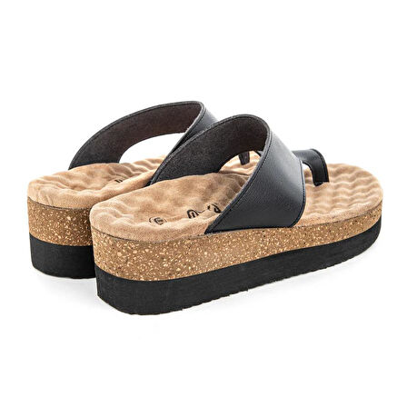 Muya Hora Anatomik Günlük ParmakArası Kadın Terlik-Siyah