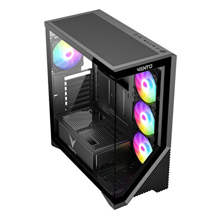 VENTO VG4202FL FSP 850W GEN5 4x120mm Rainbow RGB Fan USB 3.0 Temperli Cam Siyah Gaming (Oyuncu) Kasa