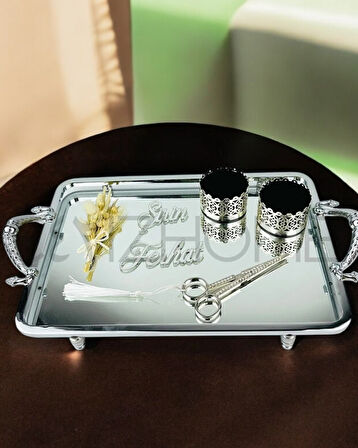 Passion Gümüş Şık Söz Tepsisi ve Nişan Tepsisi