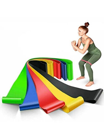  5li Egzersiz Direnç Bant Seti Pilates Crossfit Ekipmanları