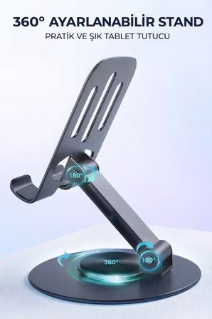 360° Ayarlanabilir Katlanabilir Telefon & Tablet Standı – Yükseklik ve Açı Ayarlı Masa Üstü Tutucu