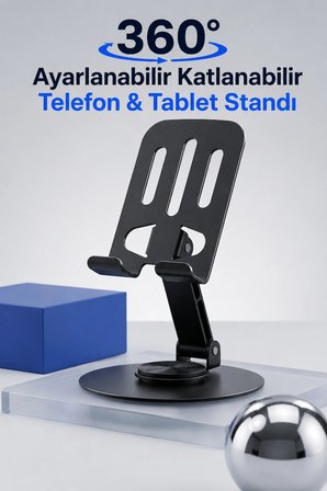 360° Ayarlanabilir Katlanabilir Telefon & Tablet Standı – Yükseklik ve Açı Ayarlı Masa Üstü Tutucu