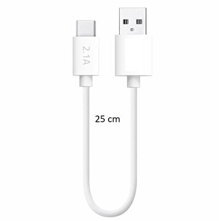 Type-C To Usb Şarj Kablosu 2.1A 25cm Samsung Xiaomi Huawei Oppo Uyumlu Powerbank Şarz Aksesuarı