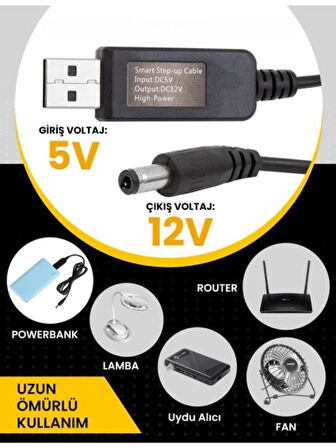 5V-12V usb to  Dc 5.5x2.5mm Kablo  modem uydu alıcı şarj kablosu 