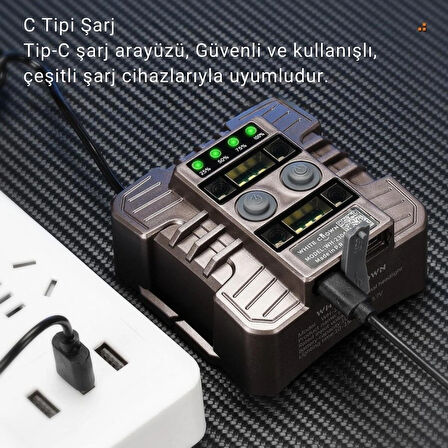 5 Mod Pro Şarjlı Kafa Feneri Şarjlı Ön-Arka İkazlı Tepe Lambası Arama Kurtarma Balıkçı Avcı Feneri