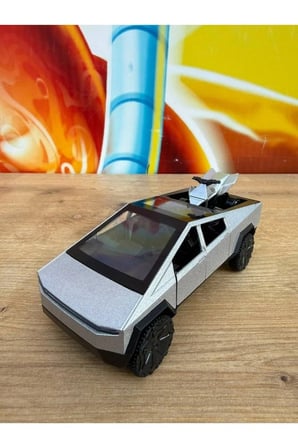 Tesla Cybertruck DiecastPickup Tesla Model Motorlu Diecast Araba Mini Gri