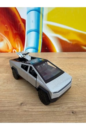 Tesla Cybertruck DiecastPickup Tesla Model Motorlu Diecast Araba Mini Gri