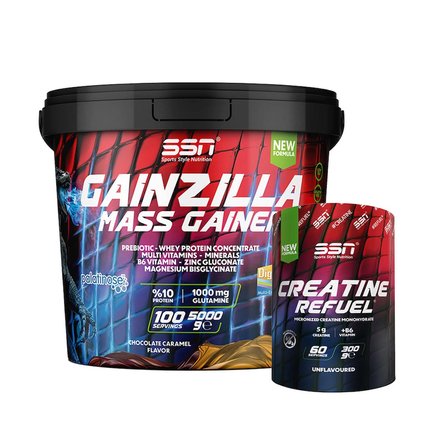 SSN Sport Style Nutrition Gainzilla Mass 5000G Çikolata Karamel + SSN Creatine 300G Aromasız