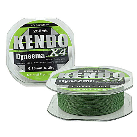Kendo Dynema Braided High Green 4Örgü Olta Misinası 250Mt High Green-0,23 MM