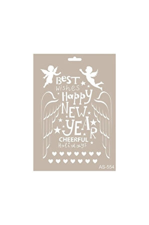 As554 - A4 Stencil Best Wishes Happy New Year