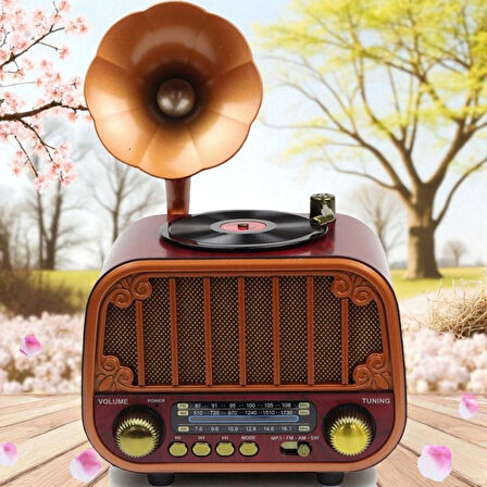 DCX-13 Kahverengi Nostaljik Radyo & Zarif Nostaljik Ahşap Görünümlü Radyo Bluetooth Hoparlör