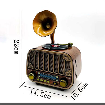 DCX-13 Kahverengi Nostaljik Radyo & Zarif Nostaljik Ahşap Görünümlü Radyo Bluetooth Hoparlör
