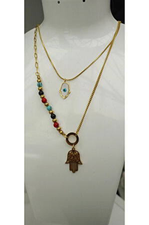 316L Çelik Kararma Yapmaz Fatma Ana Figürlü Tasarım Kadın Kolye