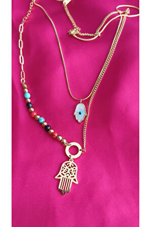 316L Çelik Kararma Yapmaz Fatma Ana Figürlü Tasarım Kadın Kolye