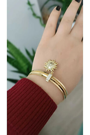 Çelik Kararmaz Charmlı Ortası Simli 3'lü Ajda Bilezik(İSTEDİĞİNİZ CHARMI SORULAR BÖL.BELİRTİNİZ)