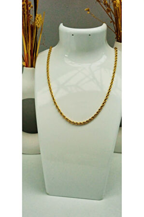 1.Sınıf Çelik Kararma Yapmaz  Klasik Altın Kaplama Sade Zincir