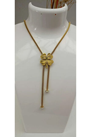 316L Çelik Kararma Yapmaz Altın Kaplama Orta boy Yonca Kolye