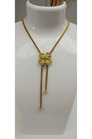 316L Çelik Kararma Yapmaz Altın Kaplama Orta boy Yonca Kolye