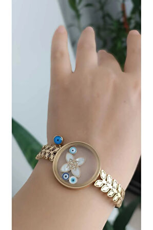 316L Çelik Kararma Yapmaz Altın Kaplama Fanus Nazar Boncuklu Bileklik