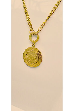 1.Sınıf Çelik Altın Kaplama Gösterişli Kararma Yapmaz Tuğra Kolye