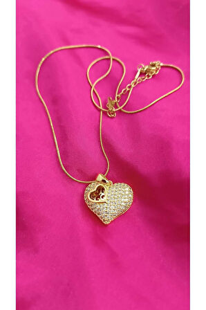 1.Sınıf Çelik Kararma Yapmaz Kalp Figürlü Zarif Gold Kolye