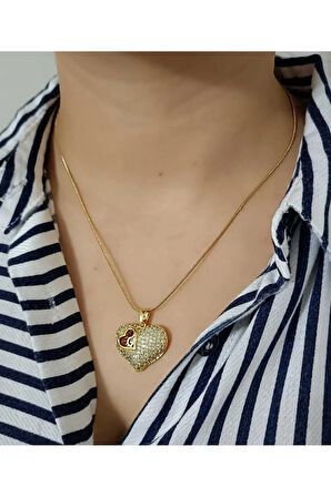 1.Sınıf Çelik Kararma Yapmaz Kalp Figürlü Zarif Gold Kolye