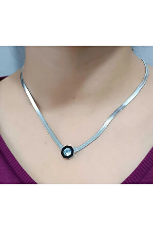 1.Sınıf Çelik Kararma Yapmaz İtalyan Zincir Çağla Model Silver Kolye