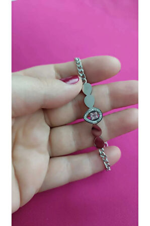 1.Sınıf Çelik Kararma Yapmaz Silver Zirkon Taşlı Bileklik