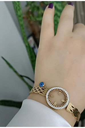 1.Sınıf Çelik Kararma Yapmaz  Çeyrek Altın Yuvalı Kelepçe Bileklik