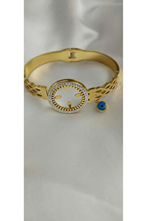 1.Sınıf Çelik Kararma Yapmaz  Çeyrek Altın Yuvalı Kelepçe Bileklik