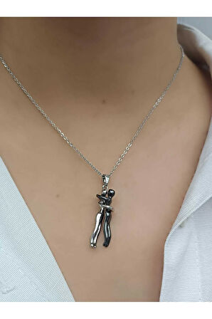 1.sınıf Çelik Kararma Yapmaz Sevgililer Günü Çift Kolyesi